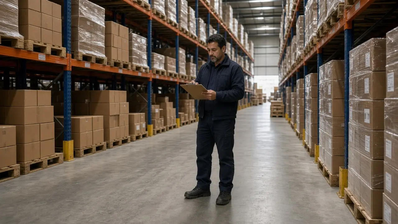 A warehouse aisle of distributor inventory