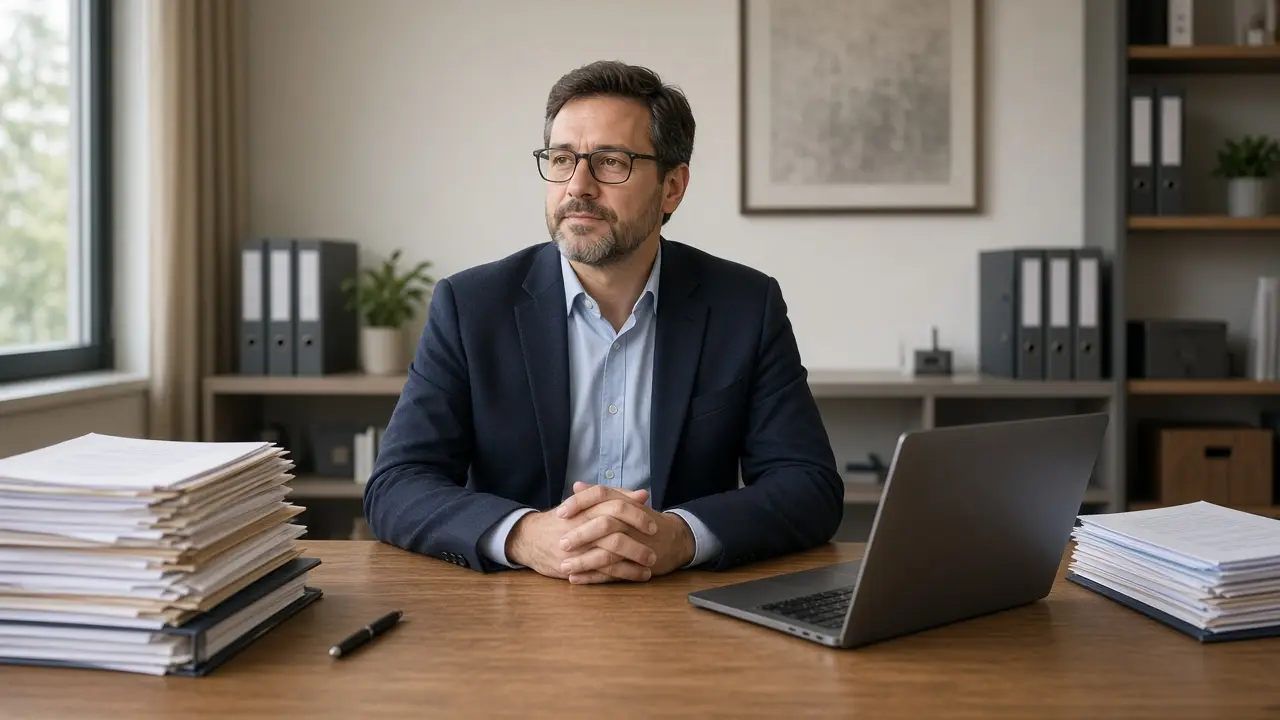 An advisor reviewing financing files