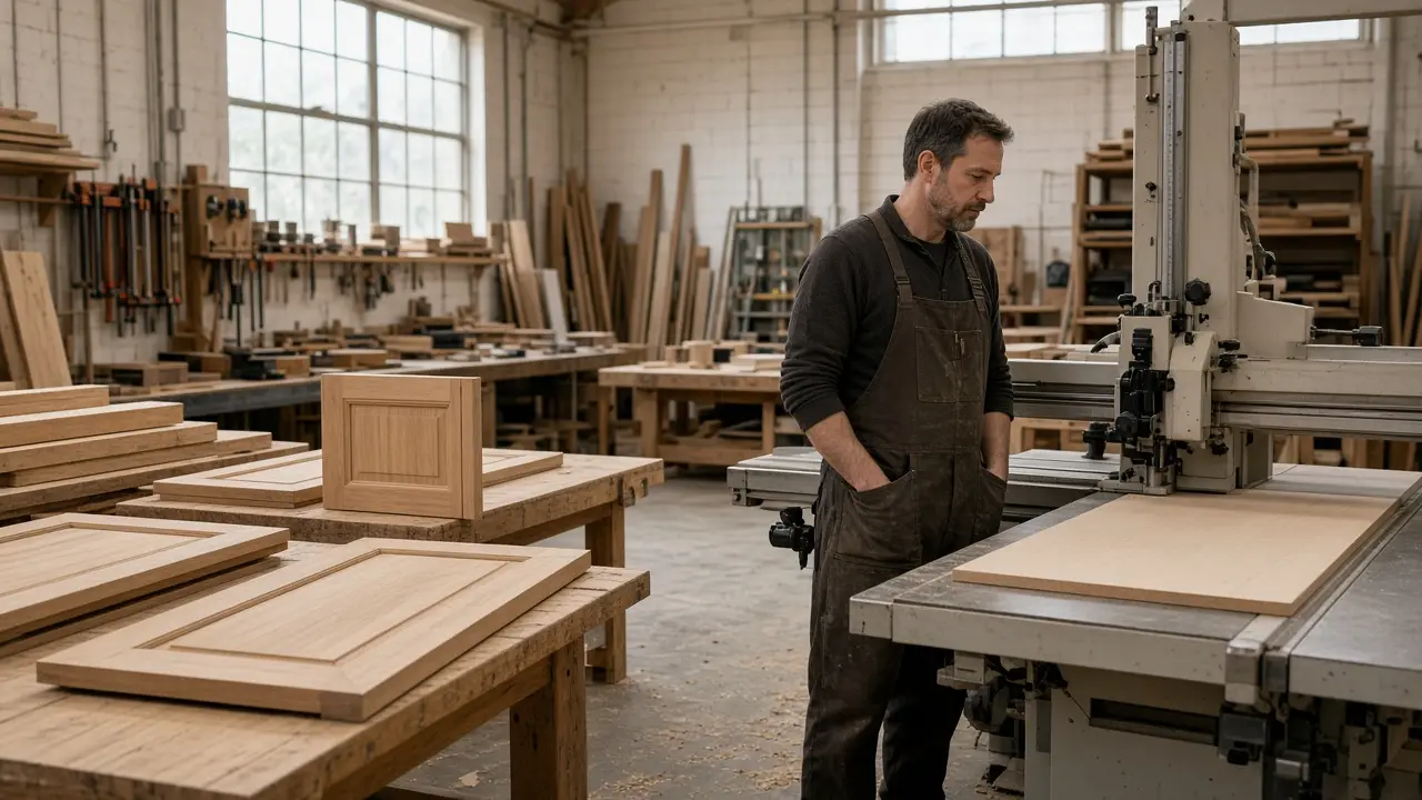 A woodworker in a furniture shop