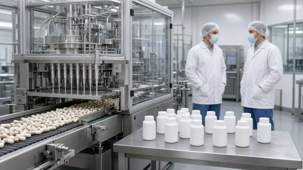 Capsule filling in a nutraceutical plant